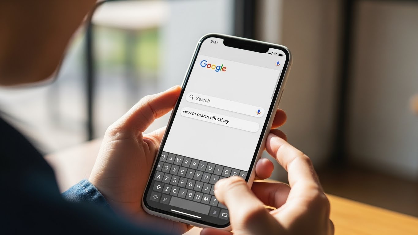 Person searching on Google on a smartphone